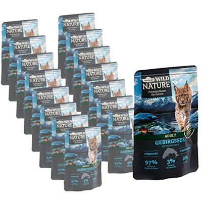 Dehner Wild Nature kattmat vuxen, bergshav, lax/öring, 16 x 85 g (1,36 kg) Dehner Wild Nature kattmat vuxen, bergshav, lax/öring, 16 x 85 g (1,36 kg)