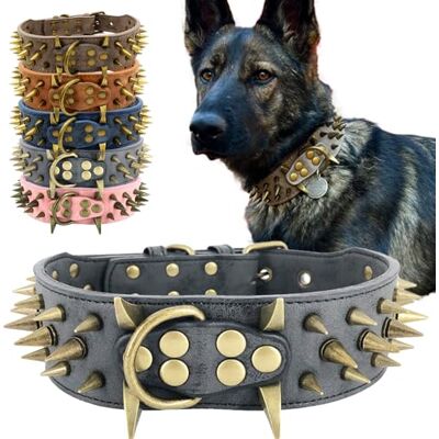 UVONOKAY Den mäktiga stora spikade dubbade hundkragen, skyddar hundens hals från bett. (svart S) – passar medelstora och stora hundar UVONOKAY Den mäktiga stora spikade dubbade hundkragen, skyddar hundens hals från bett. (svart S) – passar medelstora och stora hundar