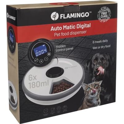 Flamingo Automatisk matdispenser med digital förvaring vit LABO Flamingo Automatisk matdispenser med digital förvaring vit LABO