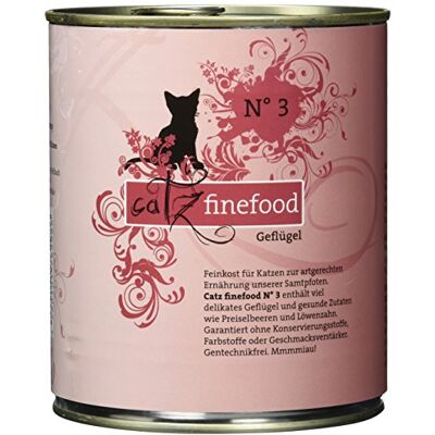 Catz finefood N° 3, fjäderfä, finmat, kattmat, vått, raffinerat med tranbär och maskros, 6 x 800 g burkar Catz finefood N° 3, fjäderfä, finmat, kattmat, vått, raffinerat med tranbär och maskros, 6 x 800 g burkar