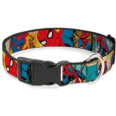 Buckle-Down Hundhalsband plastklämma spindelmannen serietidningsremsa 11 till 17 tum 1,0 tum bred Buckle-Down Hundhalsband plastklämma spindelmannen serietidningsremsa 11 till 17 tum 1,0 tum bred