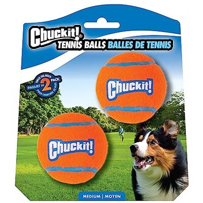 Chuckit! 057402 tennisboll medium, 2 hundbollar kompatibla med bollkastare, M Chuckit! 057402 tennisboll medium, 2 hundbollar kompatibla med bollkastare, M