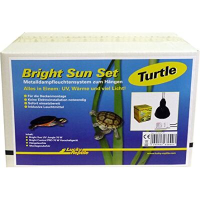 Lucky Reptile Bright Sun Set Turtle 70 W metallhalogenlampsystem för vattensköldpaddor Värmelampa inklusive sockel och strömförsörjning Reptillampa med dagsljusspektrum UV-set i svart Lucky Reptile Bright Sun Set Turtle 70 W metallhalogenlampsystem för vattensköldpaddor Värmelampa inklusive sockel och strömförsörjning Reptillampa med dagsljusspektrum UV-set i svart