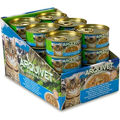 Arquivet Superpremium burkar av vit tonfisk med snapper i kattsås Gourmetmat gjord med 100% naturliga ingredienser 24-pack, 80 gram per enhet Våtfoder för katter Arquivet Superpremium burkar av vit tonfisk med snapper i kattsås Gourmetmat gjord med 100% naturliga ingredienser 24-pack, 80 gram per enhet Våtfoder för katter