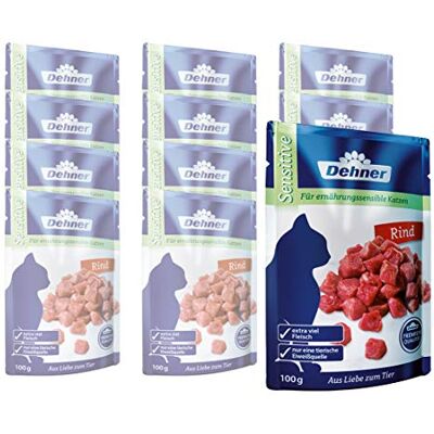 Dehner Premium kattmat vuxen, känslig, nötkött i påse, 12 x 100 g (1,2 kg) Dehner Premium kattmat vuxen, känslig, nötkött i påse, 12 x 100 g (1,2 kg)