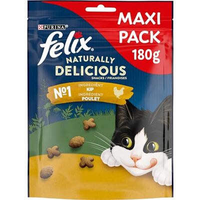 Felix Naturally delicious snacks vuxen kattgodis kyckling med en touch av gräs 180 g Felix Naturally delicious snacks vuxen kattgodis kyckling med en touch av gräs 180 g