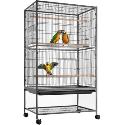 BAKAJI fågelvoljärer för papegojor, kanariefåglar, parakiter, 135 x 78 x 52 cm, stor bur av metall, fågelhus, utdragbar låda för sand (135 cm) BAKAJI fågelvoljärer för papegojor, kanariefåglar, parakiter, 135 x 78 x 52 cm, stor bur av metall, fågelhus, utdragbar låda för sand (135 cm)