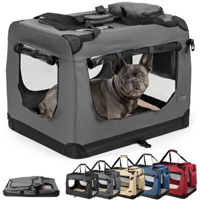 lionto Transportbur vikbar för resa & bil, 70x52x50 cm, stabil bur med bärhandtag & filt för katter & hundar upp till 15 kg, robust tygbur för små & stora husdjur, grå lionto Transportbur vikbar för resa & bil, 70x52x50 cm, stabil bur med bärhandtag & filt för katter & hundar upp till 15 kg, robust tygbur för små & stora husdjur, grå