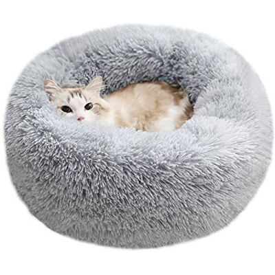 BODISEINT Modern mjuk plysch rund husdjurssäng för katter eller små hundar, mini medelstor hund kattbädd självvärmande höst vinter inomhus snooze sovande mysig kattunge teddy kennel M (23,6 tum D x BODISEINT Modern mjuk plysch rund husdjurssäng för katter eller små hundar, mini medelstor hund kattbädd självvärmande höst vinter inomhus snooze sovande mysig kattunge teddy kennel M (23,6 tum D x