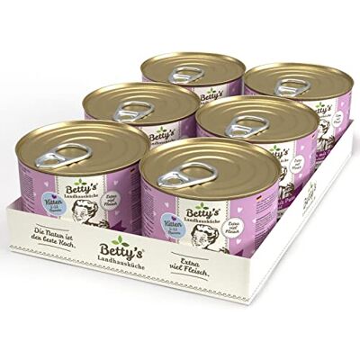 Boswelia Betty's Kitten lanthus kök våt mat katt kyckling & kalkon 6 x 200 g, skonsamt kokt, hög biotillgänglighet, lämplig för alla kattraser Boswelia Betty's Kitten lanthus kök våt mat katt kyckling & kalkon 6 x 200 g, skonsamt kokt, hög biotillgänglighet, lämplig för alla kattraser