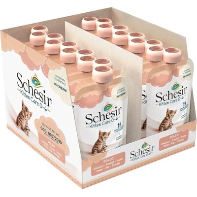 Schesir Cat Kattunge Cream kyckling – kattunge våtfoder för unga katter – kycklingkräm kattmat våt spannmålsfri, med massor av proteiner, vitaminer och mineraler (20 x 150 g påse) Schesir Cat Kattunge Cream kyckling – kattunge våtfoder för unga katter – kycklingkräm kattmat våt spannmålsfri, med massor av proteiner, vitaminer och mineraler (20 x 150 g påse)
