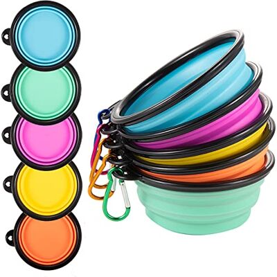 Guardians Hopfällbara hundskålar, vattenskål för resor bärbar hopfällbar maträtter med karbinhake för resor, vandring, promenader (paket med 5) Guardians Hopfällbara hundskålar, vattenskål för resor bärbar hopfällbar maträtter med karbinhake för resor, vandring, promenader (paket med 5)