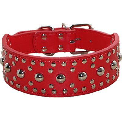 haoyueer Nytt unisex dubbat läder hundhalsband medium stort hundhalsband för Pitbull Doberman storlekar M L (M, röd) haoyueer Nytt unisex dubbat läder hundhalsband medium stort hundhalsband för Pitbull Doberman storlekar M L (M, röd)
