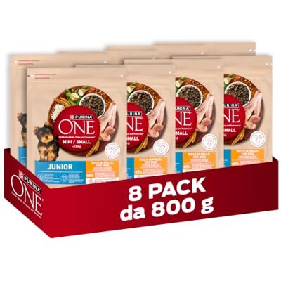 PURINA ONE Mini <10 kg småhundfoder valp, junior, baby med kyckling och ris, 8 påsar på 800 g PURINA ONE Mini <10 kg småhundfoder valp, junior, baby med kyckling och ris, 8 påsar på 800 g