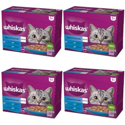 whiskas Kattmåltid 48 påsar friskhet (set med 4 förpackningar 12 x 85 g) favoritfisk (4 sorter) gelé för vuxna katter whiskas Kattmåltid 48 påsar friskhet (set med 4 förpackningar 12 x 85 g) favoritfisk (4 sorter) gelé för vuxna katter