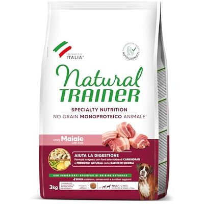 Trainer Natural Sensitive No Grain Monoprotein Animal Medium & Maxi vuxenhundmat med gris och potatis 3 kg Trainer Natural Sensitive No Grain Monoprotein Animal Medium & Maxi vuxenhundmat med gris och potatis 3 kg