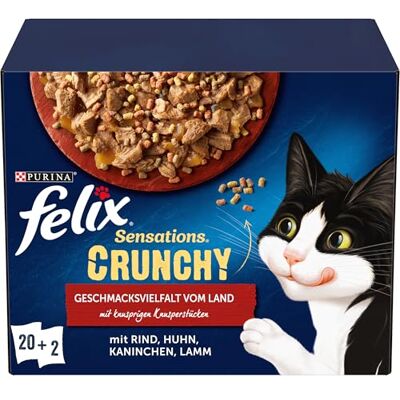 Felix Sensations Crunchy kattfoder våt i gelé, blandade sorter, 4-pack (4 x 20 påsar med 85 g) Felix Sensations Crunchy kattfoder våt i gelé, blandade sorter, 4-pack (4 x 20 påsar med 85 g)