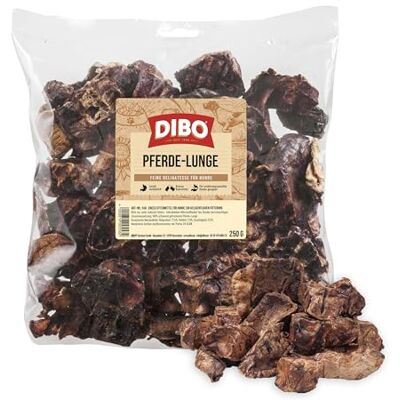 DIBO hästlungor, 250 g påse, litet naturligt tuggsnack eller godis som mellanmål, hundmat, kvalitetsprodukt utan kemikalier DIBO hästlungor, 250 g påse, litet naturligt tuggsnack eller godis som mellanmål, hundmat, kvalitetsprodukt utan kemikalier