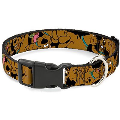 Buckle-Down Buckle Down Scooby Doo Stacked plastplan, svart klipp, halsband Buckle-Down Buckle Down Scooby Doo Stacked plastplan, svart klipp, halsband