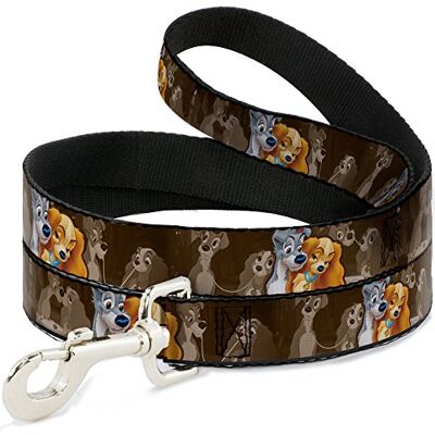 Buckle-Down Spänne ner DL-6FT-WDY372-N husdjurskoppel dam och tramp 2-poses/spagetti kyss scen bruna, 15 cm L-1/2 W Buckle-Down Spänne ner DL-6FT-WDY372-N husdjurskoppel dam och tramp 2-poses/spagetti kyss scen bruna, 15 cm L-1/2 W