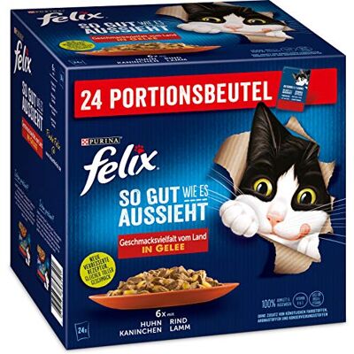 Felix Kattfoder i Gelé Smakvariation, 4-Pack (4 x 24 x 85 g) Portionspåse Felix Kattfoder i Gelé Smakvariation, 4-Pack (4 x 24 x 85 g) Portionspåse