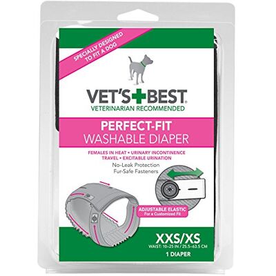 Vet's Best Perfect-Fit tvättbar hundblöja för kvinnor Skydd mot läckage XXS/XS Vet's Best Perfect-Fit tvättbar hundblöja för kvinnor Skydd mot läckage XXS/XS