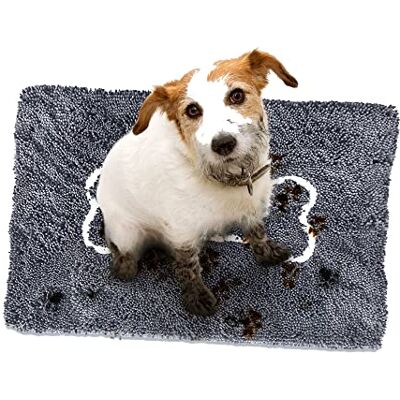 Soggy Doggy Doormat Soggy vovve mikrofiber chenille dörrmatta för våta hundtassar, 71 x 91 cm, stort grå/vitt ben Soggy Doggy Doormat Soggy vovve mikrofiber chenille dörrmatta för våta hundtassar, 71 x 91 cm, stort grå/vitt ben