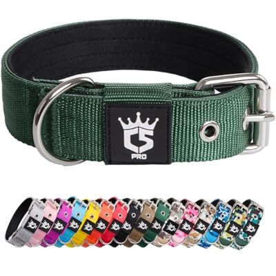 TSPRO Taktiskt Hundhalsband Tjockt Hundhalsband 3,3 cm Brett Starkt Hundhalsband med Metallspänne Justerbar Halsband för Hund passa 32-40 cm Nacke (Grön S) TSPRO Taktiskt Hundhalsband Tjockt Hundhalsband 3,3 cm Brett Starkt Hundhalsband med Metallspänne Justerbar Halsband för Hund passa 32-40 cm Nacke (Grön S)