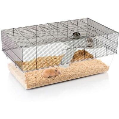 Ferplast Glassy 120, bur för hamstrar, gerbils och möss, 2-nivåers livsmiljö, transparent bas 22,5 cm hög, hylla med stege, dricksflaska och skål, 120 x 67 x h 51 cm. Ferplast Glassy 120, bur för hamstrar, gerbils och möss, 2-nivåers livsmiljö, transparent bas 22,5 cm hög, hylla med stege, dricksflaska och skål, 120 x 67 x h 51 cm.