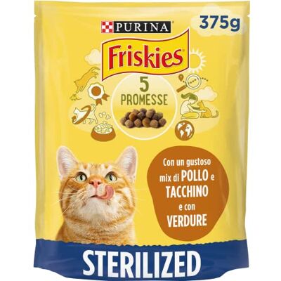 Friskies Purina Steriliserade kattkroketter med kyckling, kalkon och grönsaker, 12 förpackningar om 375 g Friskies Purina Steriliserade kattkroketter med kyckling, kalkon och grönsaker, 12 förpackningar om 375 g