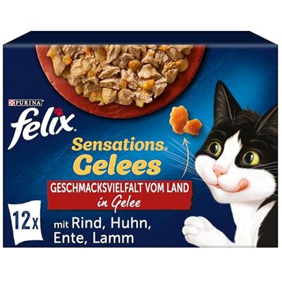 Felix PURINA Sensations gelé olika smaker från landet katt våt mat, portionspåsar, 6 x 12 x 85 g Felix PURINA Sensations gelé olika smaker från landet katt våt mat, portionspåsar, 6 x 12 x 85 g