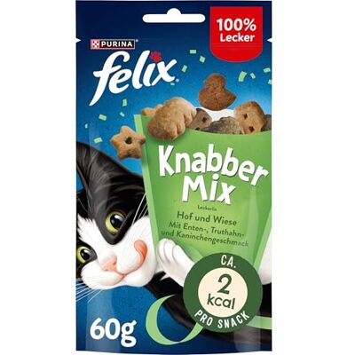 Felix KnabberMix Hof & Wiese kattmellanmål, krispigt godis med 3 smaker, 8-pack (8 x 60 g) Felix KnabberMix Hof & Wiese kattmellanmål, krispigt godis med 3 smaker, 8-pack (8 x 60 g)