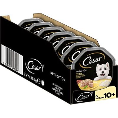 Cesar Hundmat Senior 10+ våt mat med delikat kyckling och ris i gelé, 14 skålar (14 x 150 g) Cesar Hundmat Senior 10+ våt mat med delikat kyckling och ris i gelé, 14 skålar (14 x 150 g)