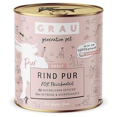 Grau Våtfoder med ren nöt för vuxna hundar, monoprotein, originalprodukt, 6-pack (6 x 800 g) Grau Våtfoder med ren nöt för vuxna hundar, monoprotein, originalprodukt, 6-pack (6 x 800 g)