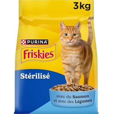 Friskies Katt Komplett steriliserad kattfoder för vuxna Med lax och grönsaker Komplett mat rik på vitaminer och mineraler Väska 3 kg Friskies Katt Komplett steriliserad kattfoder för vuxna Med lax och grönsaker Komplett mat rik på vitaminer och mineraler Väska 3 kg
