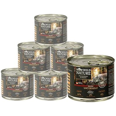 Dehner Wild Nature Kattmat gräsmatta, våtfoder spannmålsfri/sockerfri, för äldre katter, vildsvin, 6 x 200 g burk (1,2 kg) Dehner Wild Nature Kattmat gräsmatta, våtfoder spannmålsfri/sockerfri, för äldre katter, vildsvin, 6 x 200 g burk (1,2 kg)