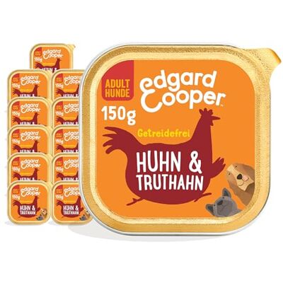 Edgard & Cooper våt mat för hundar, (kyckling & kalkon, 150 g x 11), spannmålsfria, naturliga ingredienser och färskt kött, fulla av viktiga aminosyror Edgard & Cooper våt mat för hundar, (kyckling & kalkon, 150 g x 11), spannmålsfria, naturliga ingredienser och färskt kött, fulla av viktiga aminosyror