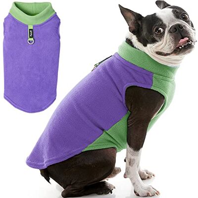GOOBY Halv stretch fleeceväst hundtröja – lila, xs – varm pullover fleece hundjacka med D-ringkoppel – vinter liten hundtröja kappa – kallt väder hundkläder för små hundar pojke eller flicka GOOBY Halv stretch fleeceväst hundtröja – lila, xs – varm pullover fleece hundjacka med D-ringkoppel – vinter liten hundtröja kappa – kallt väder hundkläder för små hundar pojke eller flicka