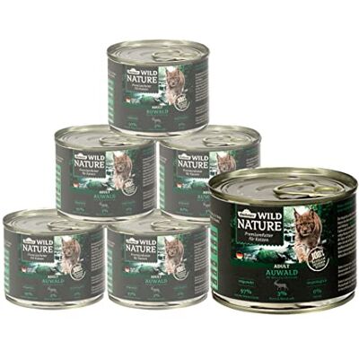 Dehner Wild Nature Kattmat auwald, våtfoder spannmålsfri/sockerfri, för vuxna katter, hjor/kalkon, 6 x 200 g burk (1,2 kg) Dehner Wild Nature Kattmat auwald, våtfoder spannmålsfri/sockerfri, för vuxna katter, hjor/kalkon, 6 x 200 g burk (1,2 kg)