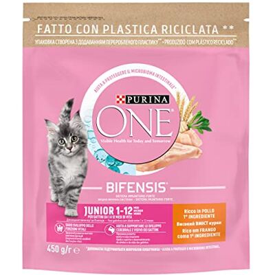 PURINA ONE Bifensis Kattfoder Junior, baby eller kattunge med kyckling och spannmål 10 påsar med 450 g PURINA ONE Bifensis Kattfoder Junior, baby eller kattunge med kyckling och spannmål 10 påsar med 450 g