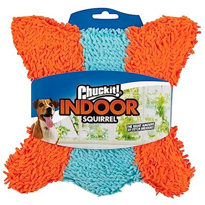 Chuckit! Indoor Fetch Squirrel Toy for Dogs interaktiva hundleksaker för tristess, orange och blå Chuckit! Indoor Fetch Squirrel Toy for Dogs interaktiva hundleksaker för tristess, orange och blå