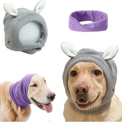SUNHUKUS YolentQuiet Ears för hundar ångest skällande hund öronskydd muffar för buller 2 st hund öron hörsel öronmuffar fyrverkerier skydd anti-ångest hundhatt för medelstora till stora hundar (grå + lila) SUNHUKUS YolentQuiet Ears för hundar ångest skällande hund öronskydd muffar för buller 2 st hund öron hörsel öronmuffar fyrverkerier skydd anti-ångest hundhatt för medelstora till stora hundar (grå + lila)