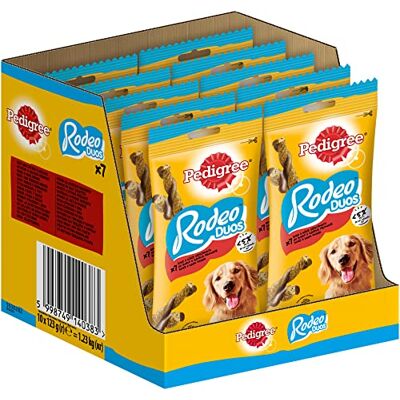Pedigree Rodeo Sticks Hundgodis, Nötkött och Ost, Paket med 70 (10 x 7st) Pedigree Rodeo Sticks Hundgodis, Nötkött och Ost, Paket med 70 (10 x 7st)