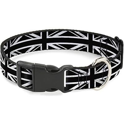 Buckle-Down Buckle Down 15–66 cm Union Jack åldrad svart/vit plast klämma, stor Buckle-Down Buckle Down 15–66 cm Union Jack åldrad svart/vit plast klämma, stor