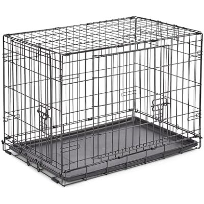 New World 30 tum dubbeldörr vikbar metall hundlåda, inkluderar läckagesäker plastbricka; hundlådans mått 30 L x 19 B x 51 H tum, för medelstora hundras New World 30 tum dubbeldörr vikbar metall hundlåda, inkluderar läckagesäker plastbricka; hundlådans mått 30 L x 19 B x 51 H tum, för medelstora hundras
