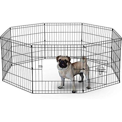 UNDERDOG Lekhage med 8 paneler lämplig för hundar/valpar/katter och kaniner vikbar, idealisk för inomhus/utomhusbruk valplekhage (61 cm, svart) UNDERDOG Lekhage med 8 paneler lämplig för hundar/valpar/katter och kaniner vikbar, idealisk för inomhus/utomhusbruk valplekhage (61 cm, svart)