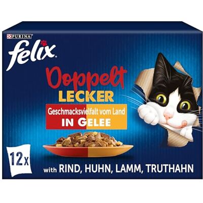Felix PURINA Dubbel läcker olika smaker från landet i gelé katt våt mat 12 x 85 g portionspåse Felix PURINA Dubbel läcker olika smaker från landet i gelé katt våt mat 12 x 85 g portionspåse
