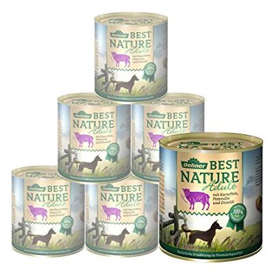 Dehner Best Nature hundmat, våt mat spannmålsfritt, för vuxna hundar, lamm/potatis/persilja, 6 x 800 g burk (4,8 kg) Dehner Best Nature hundmat, våt mat spannmålsfritt, för vuxna hundar, lamm/potatis/persilja, 6 x 800 g burk (4,8 kg)