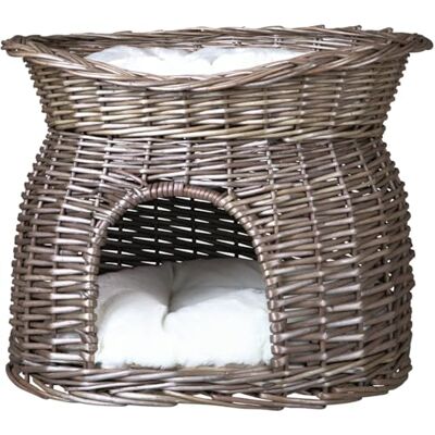 TRIXIE 2873 flätad korg med liggtak och 2 kuddar, 54 × 43 × 37 cm, grå TRIXIE 2873 flätad korg med liggtak och 2 kuddar, 54 × 43 × 37 cm, grå