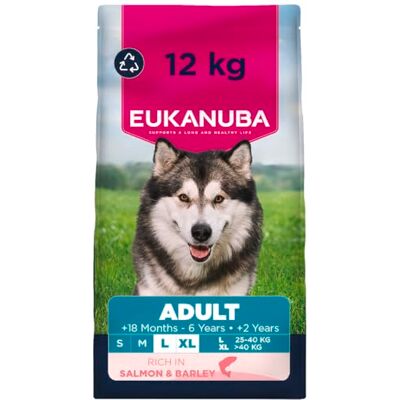 Eukanuba Torr hundmat med lax och korn för stora raser, premium torrfoder för vuxna hundar, 12 kg Eukanuba Torr hundmat med lax och korn för stora raser, premium torrfoder för vuxna hundar, 12 kg